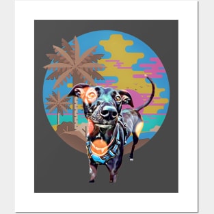 Mexican Hairless dog (XOXO) palm tree sunset Posters and Art